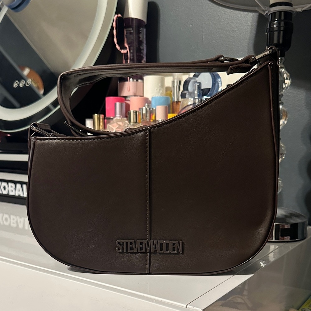 Steve Madden Chocolate Brown Crescent Shoulder Bag